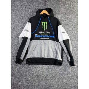 Monster Energy AMA Supercross Fly Racing Hoodie Black Grey White Motocross Mens